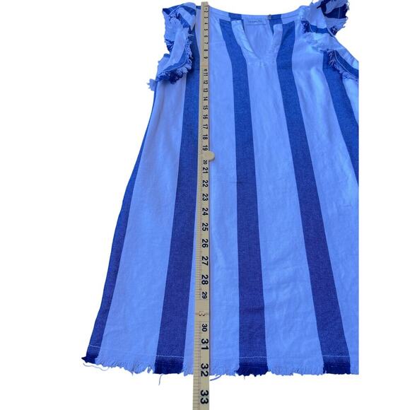Sam & Lavi Blue White Striped Sleeveless Shift Dress with Frayed Edges - Small - Picture 8 of 8